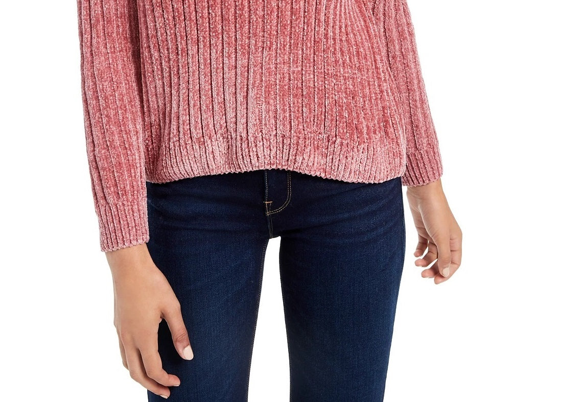 Suéter Hippie Rose Juniors Chenille Gola Alta Rosa Brilhante Tamanho X-S