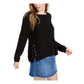 Blusa túnica feminina Hippie Rose com cadarço, preta, tamanho médio