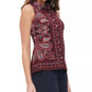 Blusa feminina Tommy Hilfiger com botões e gola Paisley, vermelha, tamanho X-G