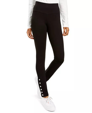 Hippie Rose Junior's Snap Hem Pull On Ponte Pants Black Size Large