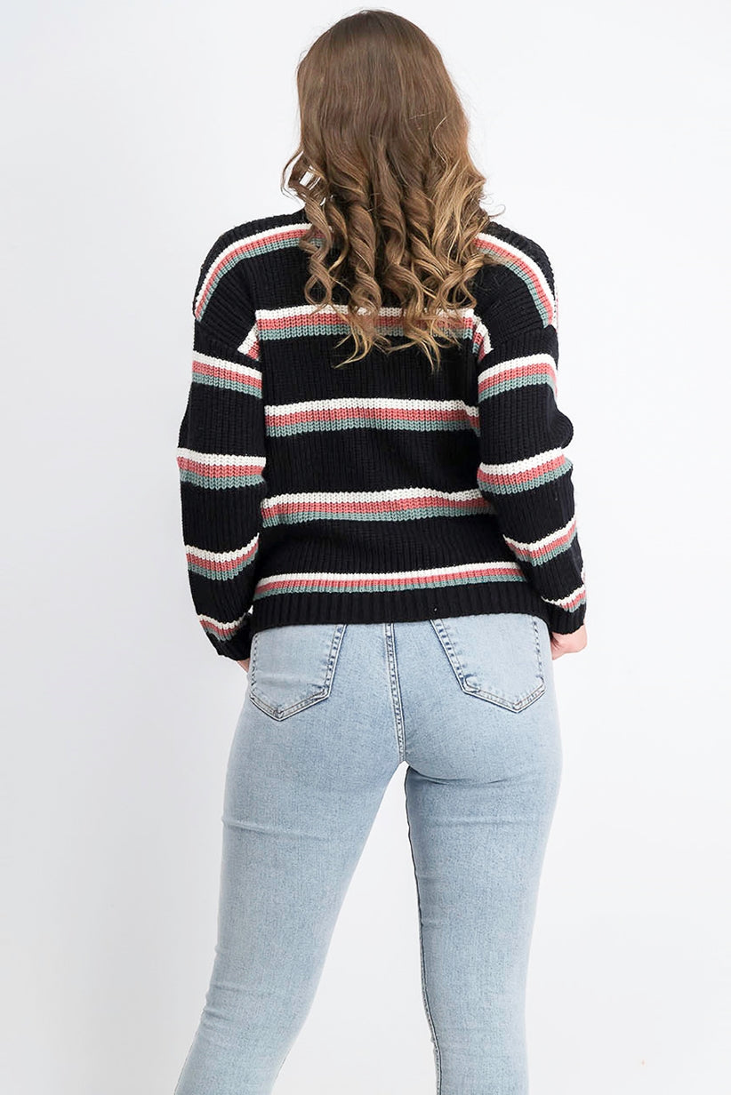 Suéter Hippie Rose Juniors com botões nos ombros, preto, tamanho médio