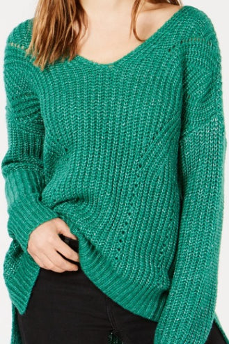 Suéter Hippie Rose Juniors Chenille com gola alta verde tamanho médio