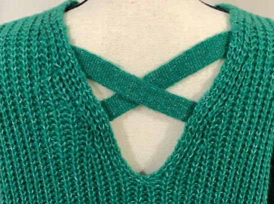 Suéter Hippie Rose Juniors Chenille com gola alta verde tamanho médio