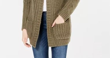 Cardigan de malha trançada Hippie Rose Junior marrom tamanho extragrande