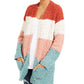 Cardigan Hippie Rose Juniors aconchegante com blocos de cores vermelho escuro, tamanho pequeno