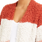 Cardigan Hippie Rose Juniors aconchegante com blocos de cores vermelho escuro, tamanho pequeno