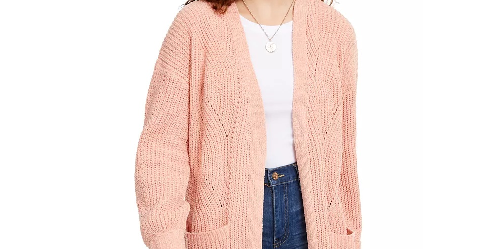 Cardigan Hippie Rose Junior Chenille Laranja Tamanho P