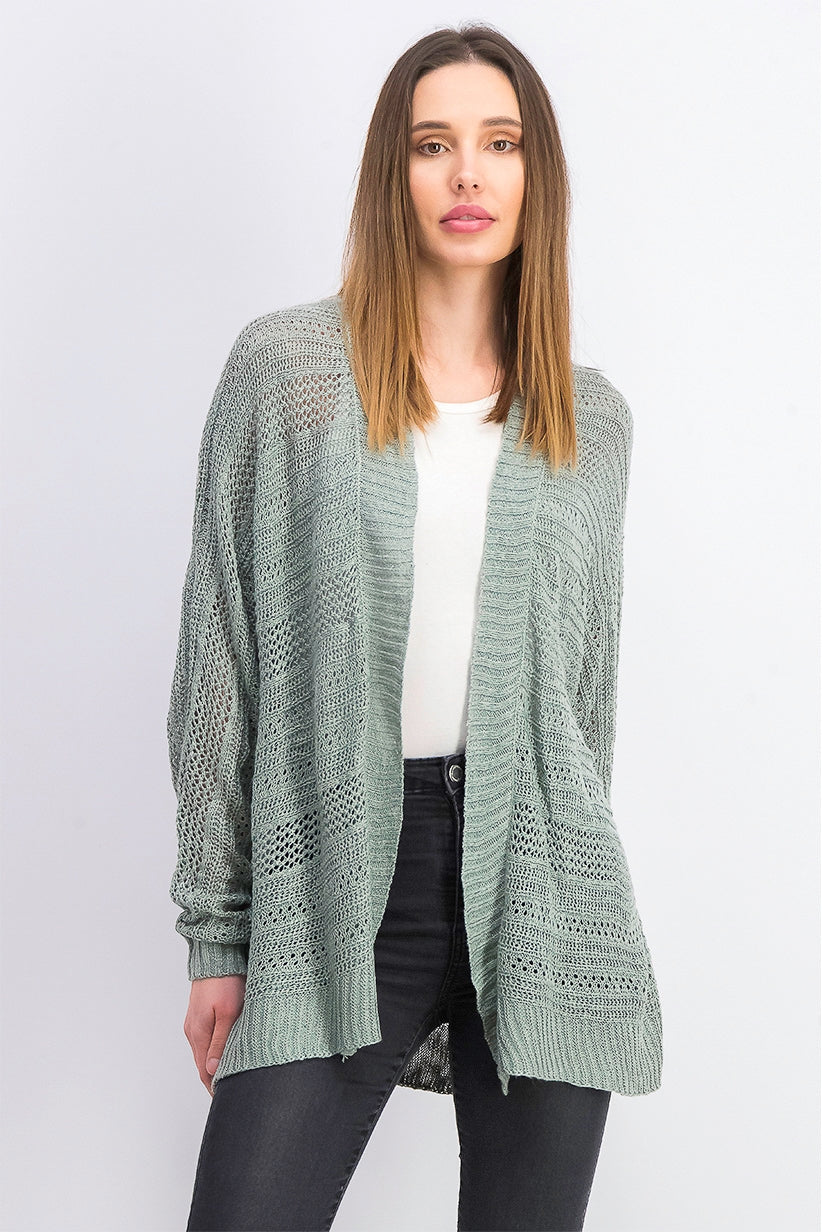 Cardigan Hippie Rose Juniors Texturizado Manga Dolman Verde Médio Tamanho P