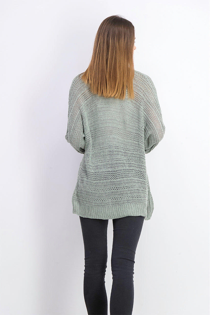 Cardigan Hippie Rose Juniors Texturizado Manga Dolman Verde Médio Tamanho P