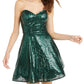 Vestido sem alças de lantejoulas Teeze Me Juniors, verde escuro, tamanho 3
