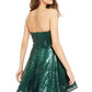 Vestido sem alças de lantejoulas Teeze Me Juniors, verde escuro, tamanho 5