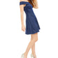 Vestido metálico ombro a ombro Teeze Me Junior, azul escuro, tamanho 3