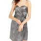 Vestido metálico com estampa lateral Teeze Me Juniors, tamanho 1, prateado
