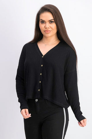 Cardigan grande de malha waffle Hippie Rose Juniors, preto, tamanho pequeno