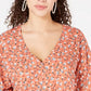 Blusa estampada com amarração na cintura para jovens Hippie Rose, tamanho médio, cor mel