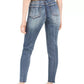 Calça jeans skinny rasgada com cinto da Dollhouse Junior, tamanho 13, azul marinho