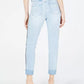 Calça jeans skinny contrastante com padrão espinha de peixe rasgada Rewash Junior, tamanho 9, azul