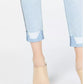 Calça jeans skinny contrastante com padrão espinha de peixe rasgada Rewash Junior, tamanho 9, azul