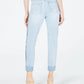 Calça jeans skinny contrastante com padrão espinha de peixe rasgada Rewash Junior, tamanho 0, azul