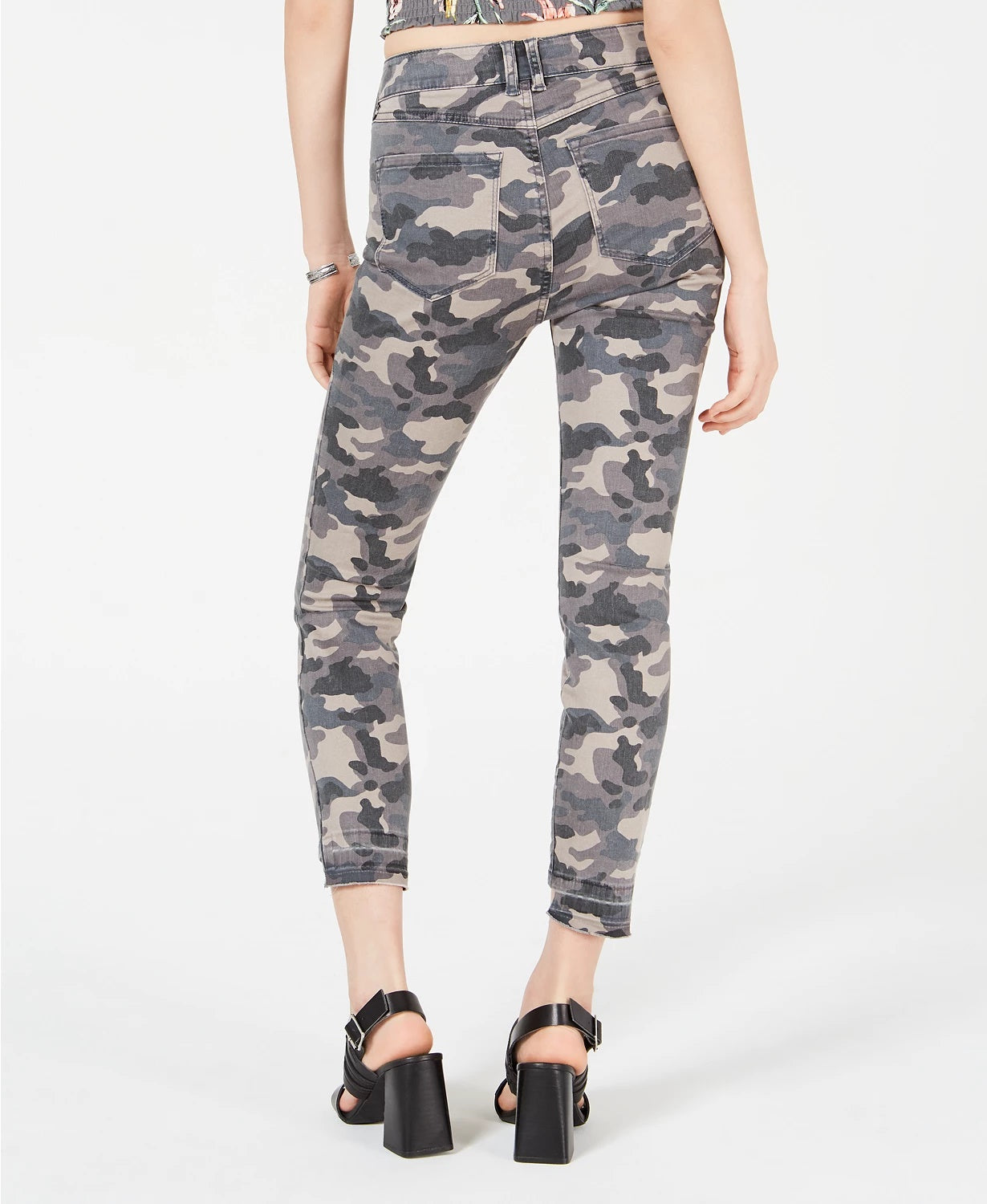 Calça jeans skinny cropped camuflada Rewash Juniors, cinza, tamanho 7