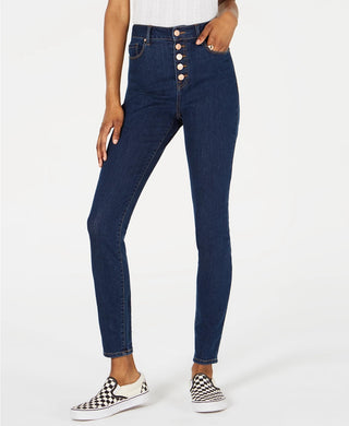 Rewash Junior's High Rise Button Fly Skinny Jeans Blue Size 3