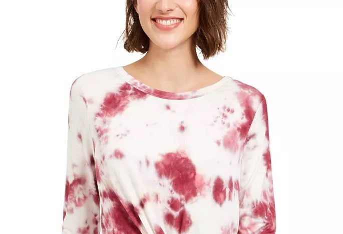 Top Tie Dye Twist-Front da Hooked Up By Iot Juniors Vermelho Escuro Tamanho Extra Pequeno
