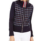 Jaqueta suéter xadrez feminina Tommy Hilfiger azul tamanho extra pequeno