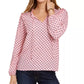 Blusa Tommy Hilfiger Feminina Estampada com Babados e Gola Rosa Tamanho X-G