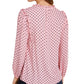 Blusa Tommy Hilfiger Feminina Estampada com Babados e Gola Rosa Tamanho X-G