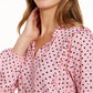 Blusa Tommy Hilfiger Feminina Estampada com Babados e Gola Rosa Tamanho X-G