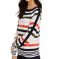 Suéter listrado com mangas bufantes Tommy Hilfiger feminino, tamanho médio, branco