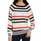 Suéter listrado com mangas bufantes Tommy Hilfiger feminino, tamanho médio, branco