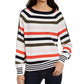 Suéter listrado feminino Tommy Hilfiger com mangas bufantes, tamanho extra pequeno, branco