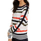 Suéter listrado feminino Tommy Hilfiger com mangas bufantes, tamanho extra pequeno, branco