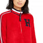 Tommy Hilfiger Moletom Sherpa Listrado Feminino Tamanho Médio Vermelho Pequeno