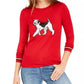Suéter feminino Tommy Hilfiger Holiday Terrier, tamanho médio, vermelho, extra pequeno