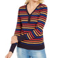 Tommy Hilfiger Top Henley Listrado Metálico Feminino Médio Vermelho Tamanho GG