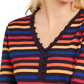 Tommy Hilfiger Top Henley Listrado Metálico Feminino Médio Vermelho Tamanho GG