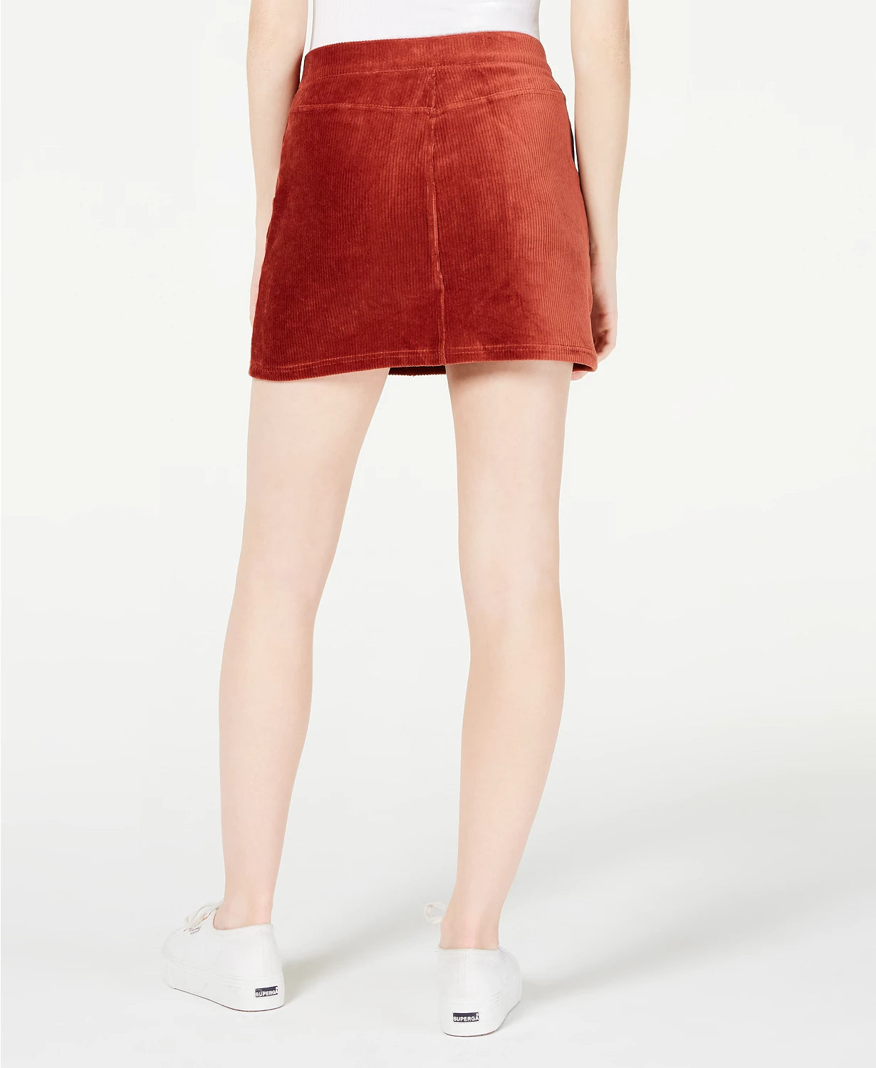 Minissaia de veludo cotelê feminina Rewash laranja tamanho grande