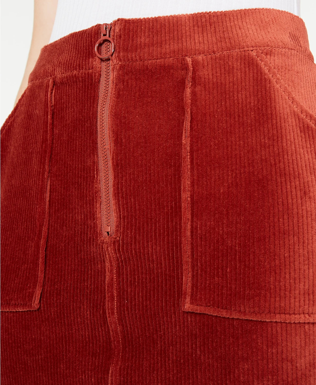 Minissaia de veludo cotelê feminina Rewash laranja tamanho grande