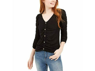 Blusa texturizada franzida Crave Fame Juniors, preta, tamanho grande