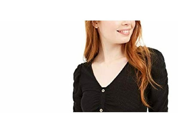 Blusa texturizada franzida Crave Fame Juniors, preta, tamanho grande