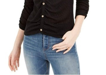 Blusa texturizada franzida Crave Fame Juniors, preta, tamanho extra pequeno