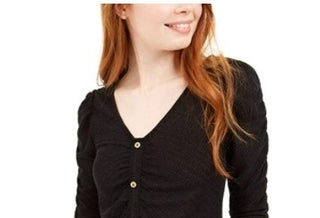 Blusa texturizada franzida Crave Fame Juniors, preta, tamanho extra pequeno