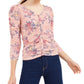 Blusa floral franzida Crave Fame Juniors, azul, tamanho pequeno