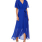 Vestido longo com estampa de envelope falso Jessica Howard feminino, azul brilhante, tamanho 6