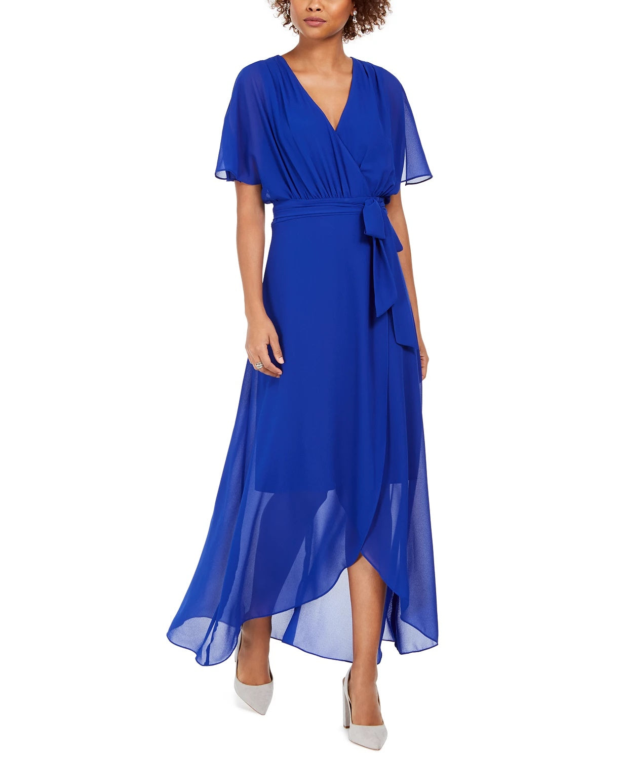 Vestido longo com estampa de envelope falso Jessica Howard feminino, azul brilhante, tamanho 6