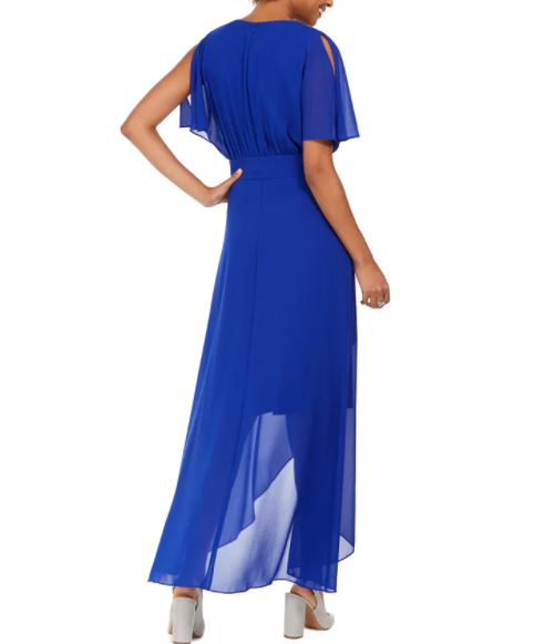 Vestido longo com estampa de envelope falso Jessica Howard feminino, azul brilhante, tamanho 6