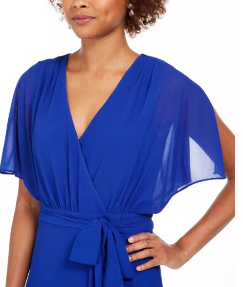 Vestido longo com estampa de envelope falso Jessica Howard feminino, azul brilhante, tamanho 6