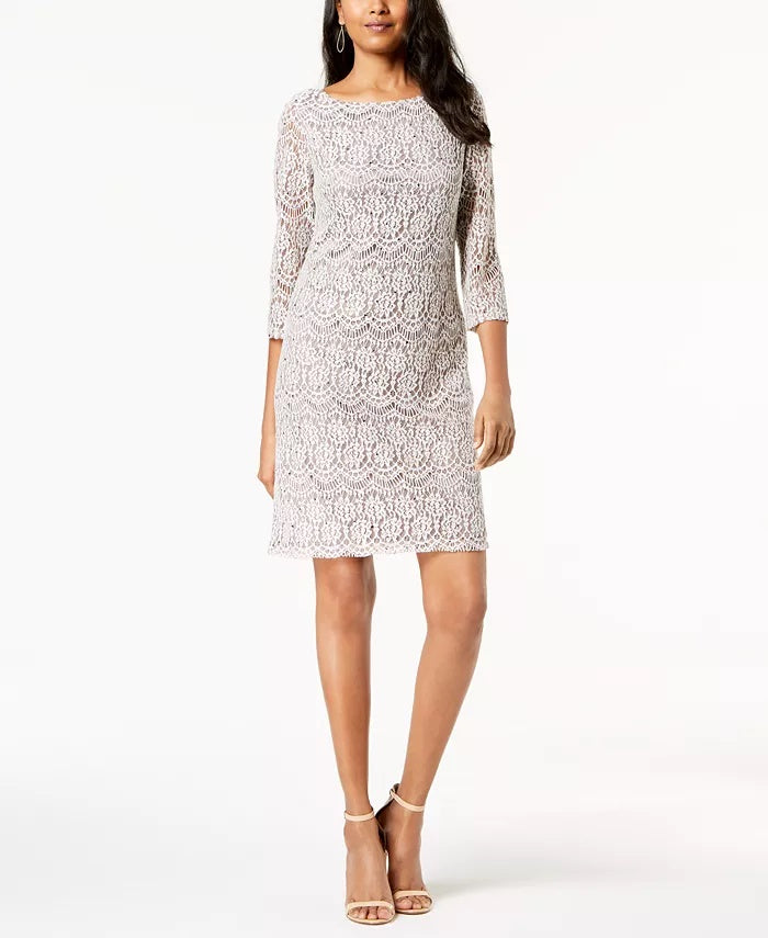 Vestido de renda feminino Jessica Howard Petite Shift, cor carvão, tamanho 1